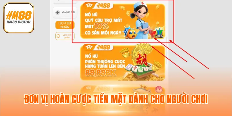 Đơn vị hoàn cược tiền mặt dành cho người chơi