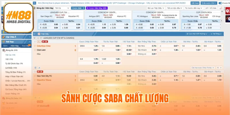 Sảnh cược SABA chất lượng